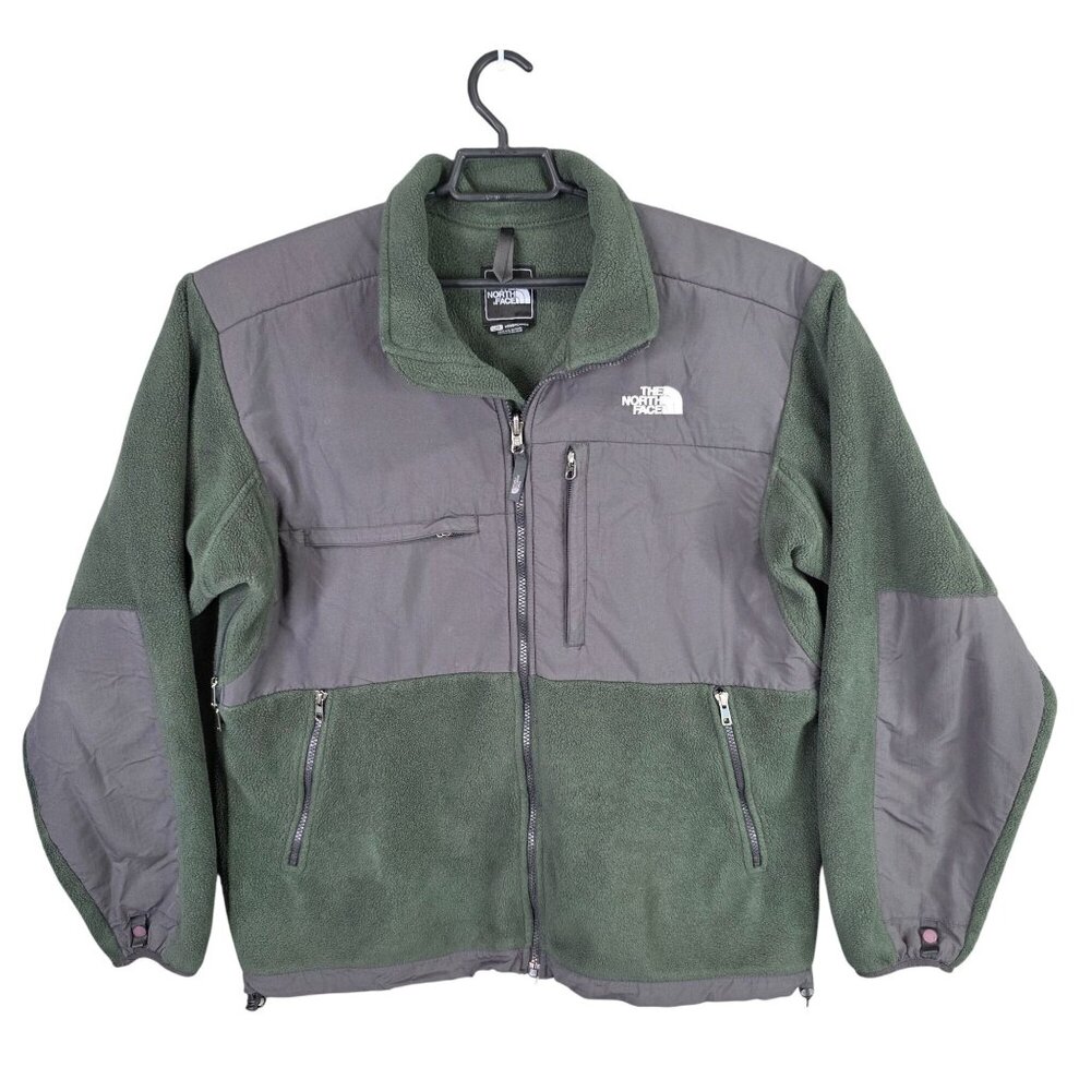 Mens The North Face Polartec Full Zip Fleece Jacket Green Gray Polyester Size L